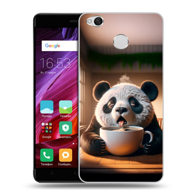 Силиконовый противоударный чехол на Xiaomi RedMi 4X с принтом смешная панда Силиконовый противоударный чехол на Xiaomi RedMi 4X с принтом смешная панда
