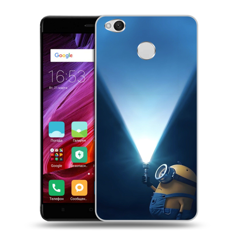 Силиконовый противоударный чехол на Xiaomi RedMi 4X с принтом Миньоны Силиконовый противоударный чехол на Xiaomi RedMi 4X с принтом Миньоны
