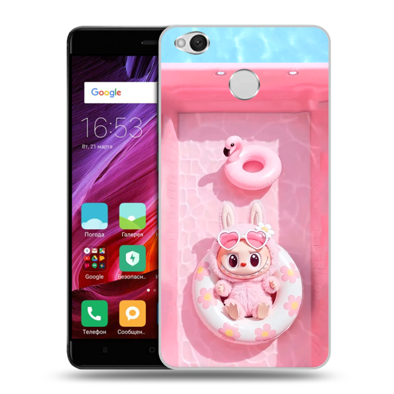Силиконовый противоударный чехол на Xiaomi RedMi 4X с принтом Labubu Лабубу Силиконовый противоударный чехол на Xiaomi RedMi 4X с принтом Labubu Лабубу