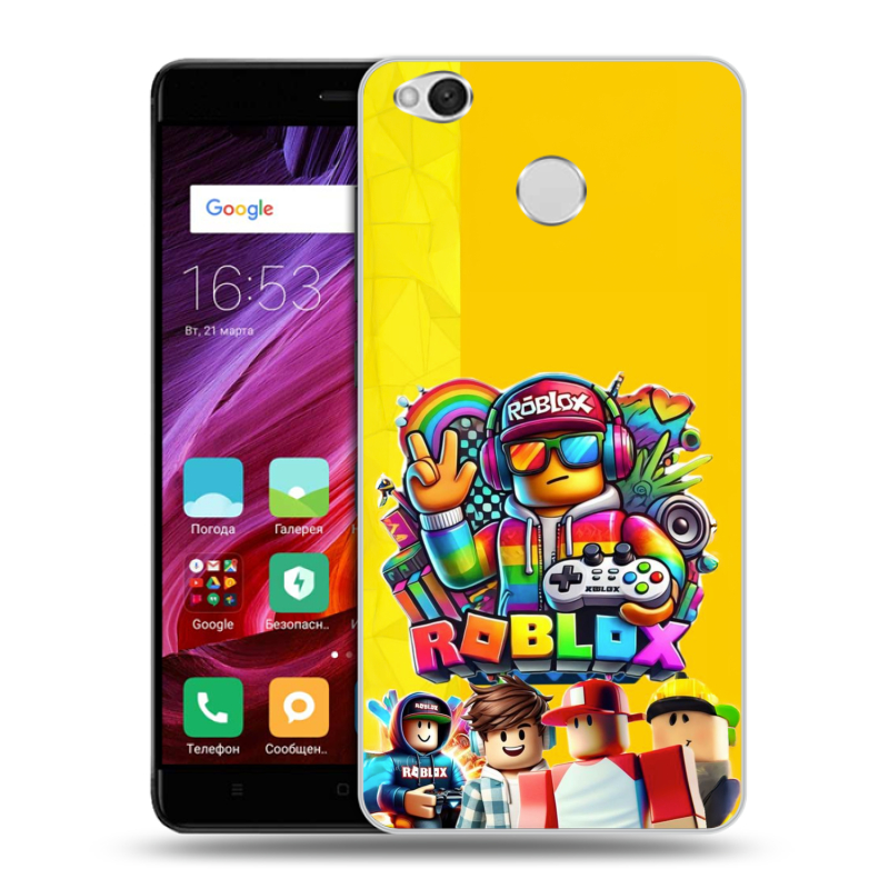 Силиконовый противоударный чехол на Xiaomi RedMi 4X с принтом Roblox Роблокс Силиконовый противоударный чехол на Xiaomi RedMi 4X с принтом Roblox Роблокс