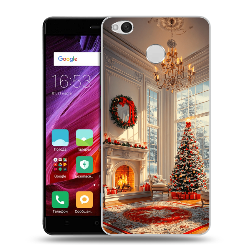 Силиконовый противоударный чехол на Xiaomi RedMi 4X с принтом Новый год Силиконовый противоударный чехол на Xiaomi RedMi 4X с принтом Новый год