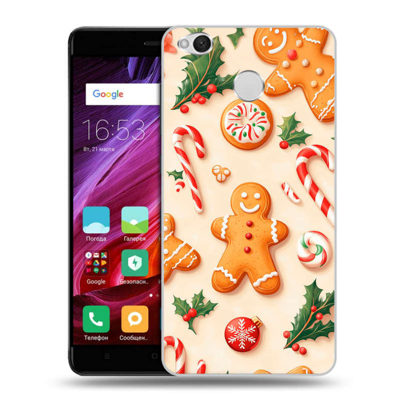 Силиконовый противоударный чехол на Xiaomi RedMi 4X с принтом Новый год Силиконовый противоударный чехол на Xiaomi RedMi 4X с принтом Новый год
