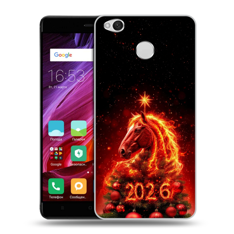 Силиконовый противоударный чехол на Xiaomi RedMi 4X с принтом Новый год Силиконовый противоударный чехол на Xiaomi RedMi 4X с принтом Новый год