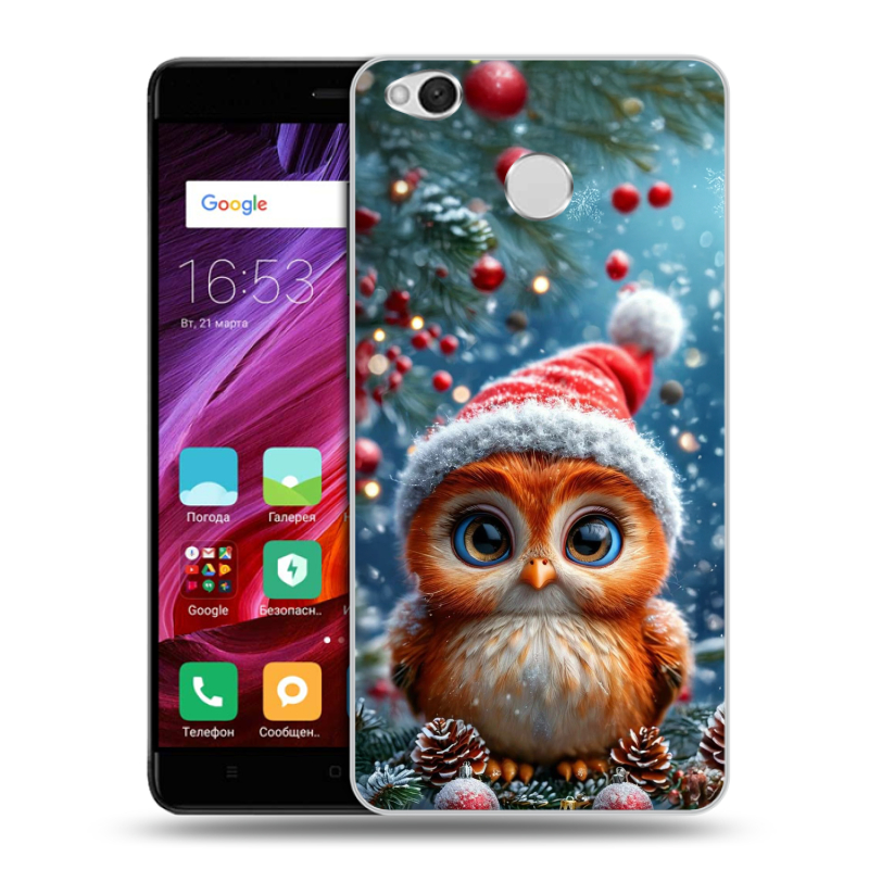 Силиконовый противоударный чехол на Xiaomi RedMi 4X с принтом Новый год Силиконовый противоударный чехол на Xiaomi RedMi 4X с принтом Новый год