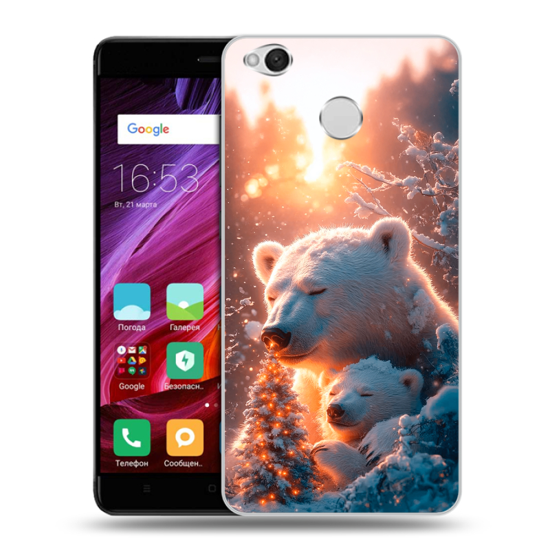 Силиконовый противоударный чехол на Xiaomi RedMi 4X с принтом Новый год Силиконовый противоударный чехол на Xiaomi RedMi 4X с принтом Новый год