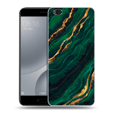 Пластиковый чехол на Xiaomi Mi5C с принтом Мрамор зеленое золото Пластиковый чехол на Xiaomi Mi5C с принтом Мрамор зеленое золото