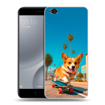 Пластиковый чехол на Xiaomi Mi5C с принтом Корги на скейте Пластиковый чехол на Xiaomi Mi5C с принтом Корги на скейте