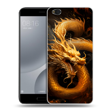 Пластиковый чехол на Xiaomi Mi5C с принтом Золотой дракон