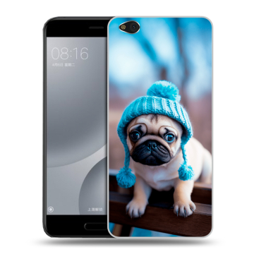 Пластиковый чехол на Xiaomi Mi5C с принтом Мопс в шапке