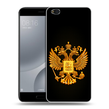 Пластиковый чехол на Xiaomi Mi5C с принтом Герб России желтый Пластиковый чехол на Xiaomi Mi5C с принтом Герб России желтый