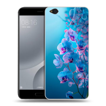 Пластиковый чехол на Xiaomi Mi5C с принтом голубые орхидеи Пластиковый чехол на Xiaomi Mi5C с принтом голубые орхидеи
