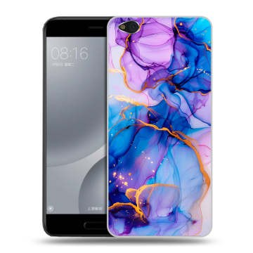 Пластиковый чехол на Xiaomi Mi5C с принтом синий мрамор Пластиковый чехол на Xiaomi Mi5C с принтом синий мрамор