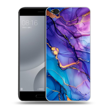 Пластиковый чехол на Xiaomi Mi5C с принтом синий мрамор Пластиковый чехол на Xiaomi Mi5C с принтом синий мрамор