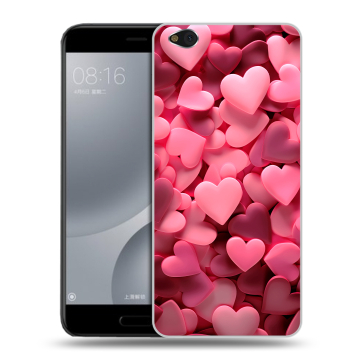 Пластиковый чехол на Xiaomi Mi5C с принтом розовые сердечки