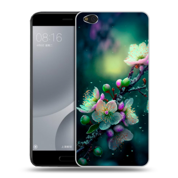 Пластиковый чехол на Xiaomi Mi5C с принтом Цветы и мрамор Пластиковый чехол на Xiaomi Mi5C с принтом Цветы и мрамор