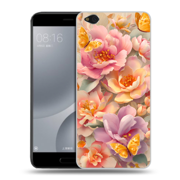Пластиковый чехол на Xiaomi Mi5C с принтом Цветы и бабочки