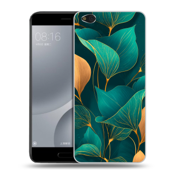 Пластиковый чехол на Xiaomi Mi5C с принтом Листья и золото