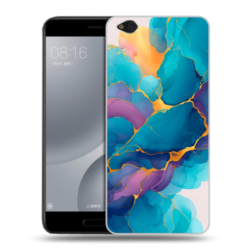 Пластиковый чехол на Xiaomi Mi5C с принтом Мрамор блестки