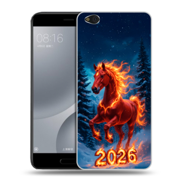 Пластиковый чехол на Xiaomi Mi5C с принтом Новый год коня