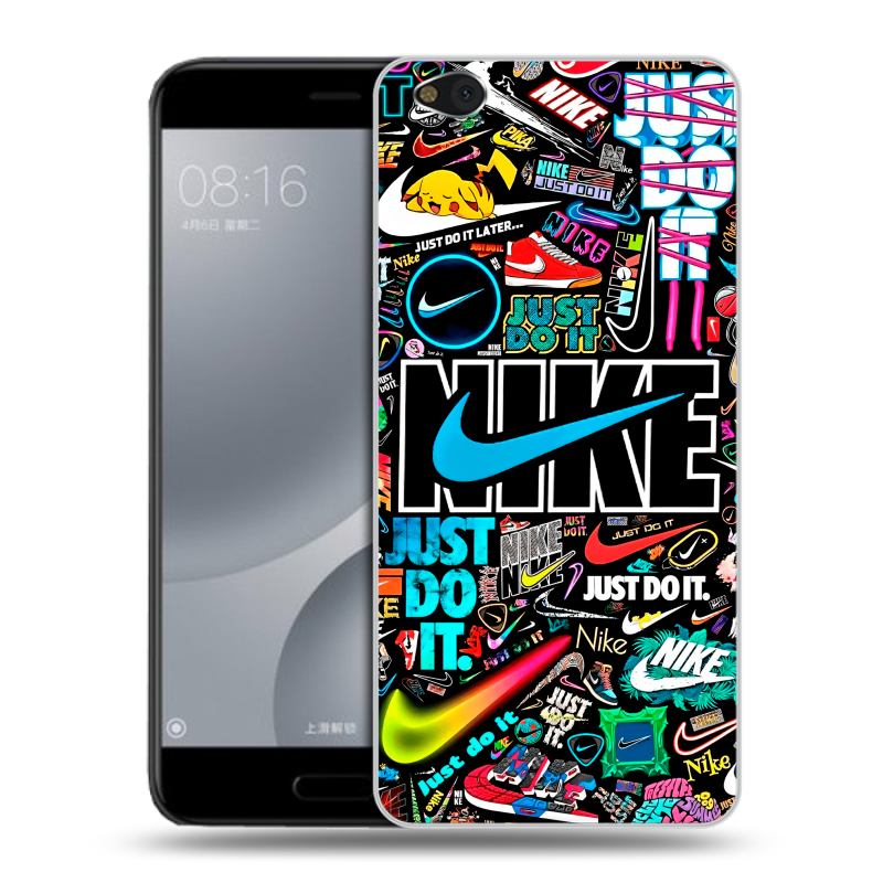 Пластиковый чехол на Xiaomi Mi5C с принтом найк nike черный Пластиковый чехол на Xiaomi Mi5C с принтом найк nike черный