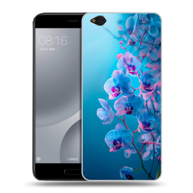Пластиковый чехол на Xiaomi Mi5C с принтом голубые орхидеи Пластиковый чехол на Xiaomi Mi5C с принтом голубые орхидеи