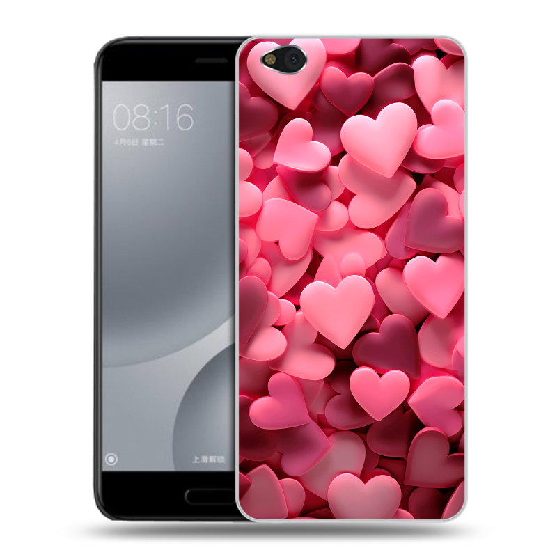 Пластиковый чехол на Xiaomi Mi5C с принтом розовые сердечки Пластиковый чехол на Xiaomi Mi5C с принтом розовые сердечки