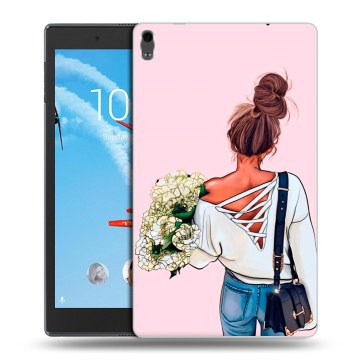 Силиконовый чехол на планшета Lenovo Tab 4 8 Plus с принтом Девушка и букет Силиконовый чехол на планшета Lenovo Tab 4 8 Plus с принтом Девушка и букет