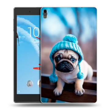 Силиконовый чехол на Lenovo Tab 4 8 Plus с принтом Мопс в шапке Силиконовый чехол на Lenovo Tab 4 8 Plus с принтом Мопс в шапке