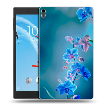 Силиконовый чехол на Lenovo Tab 4 8 Plus с принтом Голубые цветы