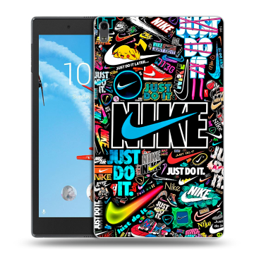 Силиконовый чехол на Lenovo Tab 4 8 Plus с принтом найк nike черный