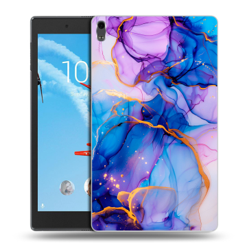 Силиконовый чехол на Lenovo Tab 4 8 Plus с принтом синий мрамор