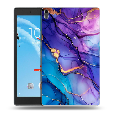 Силиконовый чехол на Lenovo Tab 4 8 Plus с принтом синий мрамор Силиконовый чехол на Lenovo Tab 4 8 Plus с принтом синий мрамор