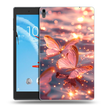 Силиконовый чехол на планшета Lenovo Tab 4 8 Plus с принтом бабочки розовые