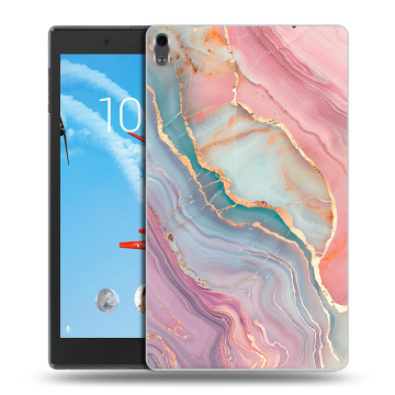Силиконовый чехол на Lenovo Tab 4 8 Plus с принтом розовый мрамор