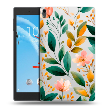 Силиконовый чехол на Lenovo Tab 4 8 Plus с принтом Цветы паттерн