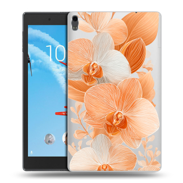 Силиконовый чехол на Lenovo Tab 4 8 Plus с принтом Бежевые цветы