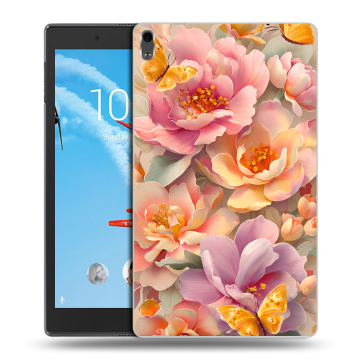 Силиконовый чехол на Lenovo Tab 4 8 Plus с принтом Цветы и бабочки