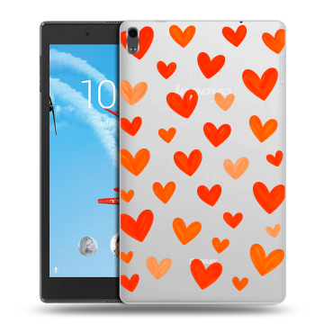 Силиконовый чехол на Lenovo Tab 4 8 Plus с принтом Сердечки