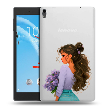 Силиконовый чехол на Lenovo Tab 4 8 Plus с принтом девушка цветы