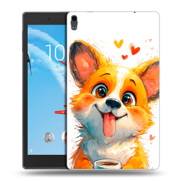 Силиконовый чехол на Lenovo Tab 4 8 Plus с принтом корги Силиконовый чехол на Lenovo Tab 4 8 Plus с принтом корги