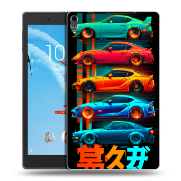 Силиконовый чехол на Lenovo Tab 4 8 Plus с принтом машины тачки