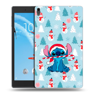 Силиконовый чехол на Lenovo Tab 4 8 Plus с принтом Стич Новый год