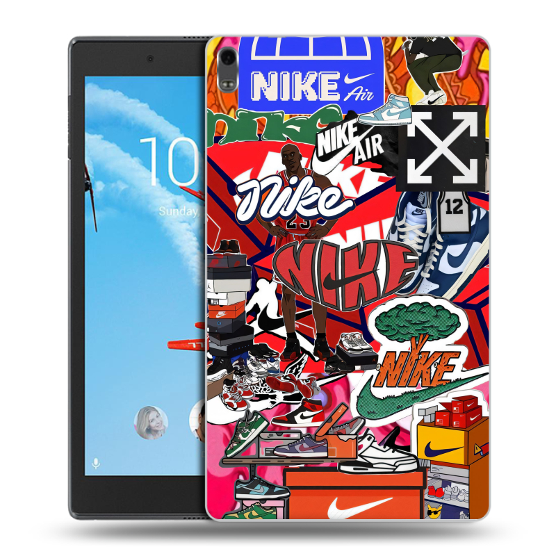 Силиконовый чехол на Lenovo Tab 4 8 Plus с принтом Найк Nike яркий Силиконовый чехол на Lenovo Tab 4 8 Plus с принтом Найк Nike яркий