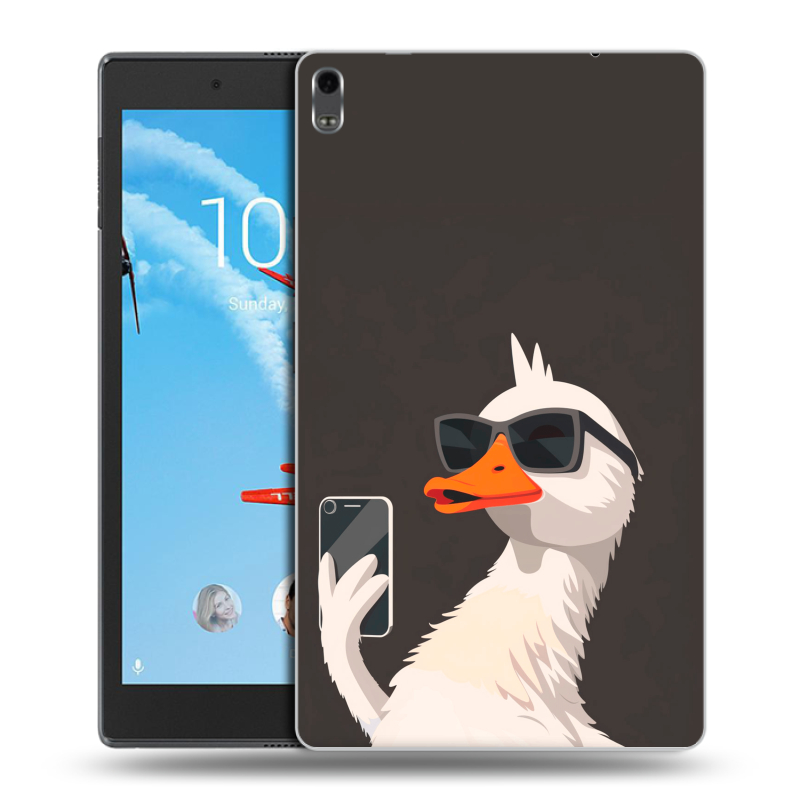 Силиконовый чехол на Lenovo Tab 4 8 Plus с принтом утка в очках Силиконовый чехол на Lenovo Tab 4 8 Plus с принтом утка в очках