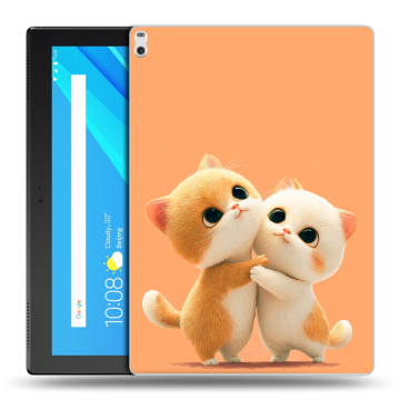 Силиконовый чехол на планшета Lenovo Tab 4 10 Plus с принтом Милые котики