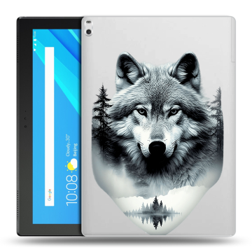 Силиконовый чехол на Lenovo Tab 4 10 Plus с принтом Волк в лесу