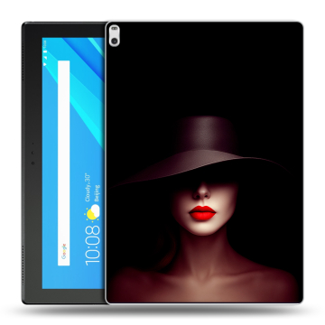Силиконовый чехол на Lenovo Tab 4 10 Plus с принтом Девушка в шляпе Силиконовый чехол на Lenovo Tab 4 10 Plus с принтом Девушка в шляпе