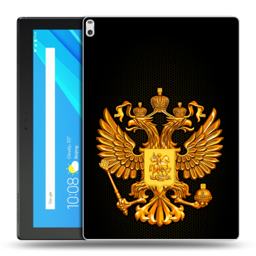 Силиконовый чехол на Lenovo Tab 4 10 Plus с принтом Герб России желтый