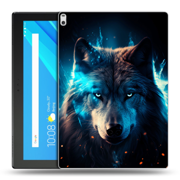 Силиконовый чехол на Lenovo Tab 4 10 Plus с принтом Волк ночной