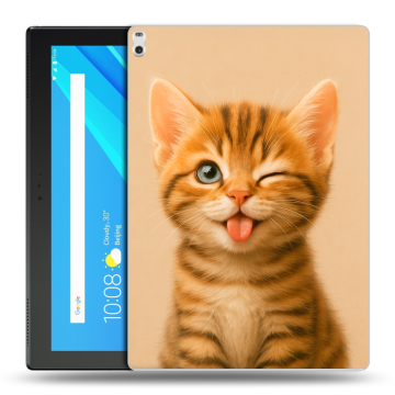 Силиконовый чехол на Lenovo Tab 4 10 Plus с принтом котенок Силиконовый чехол на Lenovo Tab 4 10 Plus с принтом котенок